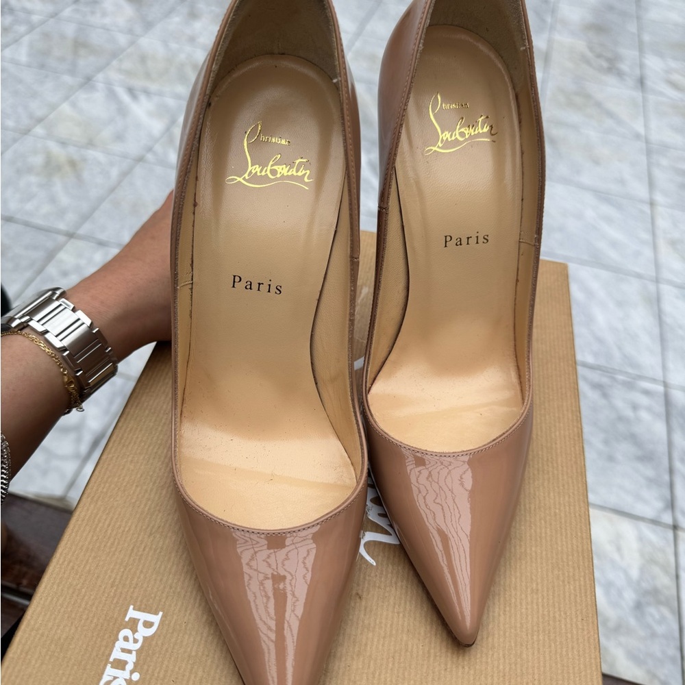 Christian Louboutin Red and Nude Patent Heels